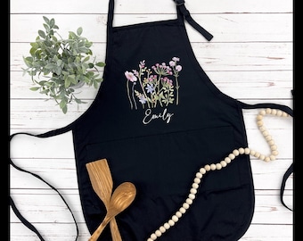 Floral Apron for Women, Cotton Blend, Adjustable Buckle