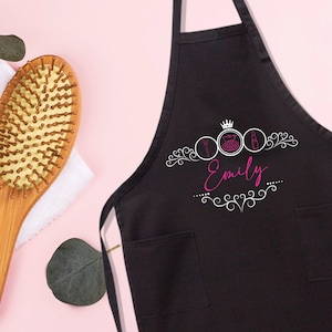 Personalized Makeup Artist Apron, Black Apron for Beauty Salon, Custom Apron for Beauty School, Cute Apron for Nail Tech, Womens Apron