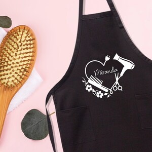 Customized Apron For Hair Stylist, Black Apron with Pockets, Custom Apron for Hair Dresser, Apron for Hairstylist, Gift for Beauty Salon