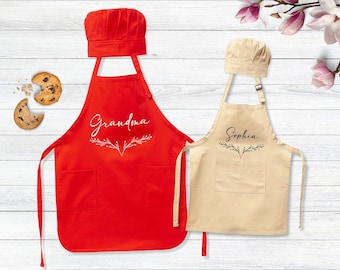 Custom Grandma & Me Apron Set: Personalized Cooking Gift