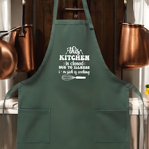 Funny This Kitchen Is Closed Apron, Cooking Humor Gift ,Funny Kitchens Apron, Unisex Adjustable Aprons, Gift For Home Cooks, Kitchen Gifts