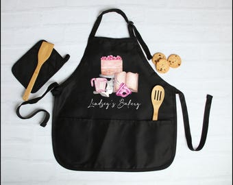 Custom Name Cupcakes Apron, Personalized Housewarming Gift, Mother&#39;s Day, Bakery Mixer Apron, Custom Birthday Present, Gift for Baker