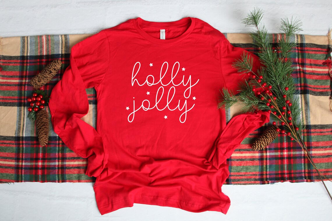 Christmas Shirt Holly Jolly Shirt Women's Christmas Etsy