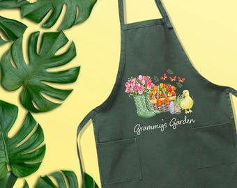 Custom Garden Apron: Grandma's Floral Gardening Gift