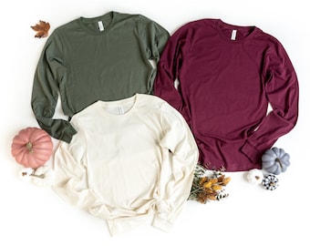 Unisex Long Sleeve Shirt: Crew Neck Fall Bodysuit