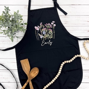 Floral Apron for Women, Cotton Blend, Adjustable Buckle