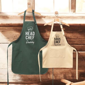 Matching Chef Aprons, Personalized Dad and Child Cooking Gift