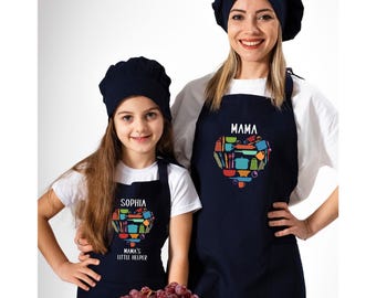 Custom Matching Apron Set: Mama's Little Helper, Baking Gift