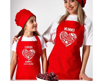 Custom Mummy and Mummy's Little Helper Apron, Nana Apron, Child Matching Apron, Mommy and Me Gift, Mother's Day Gift, Grandchild Apron