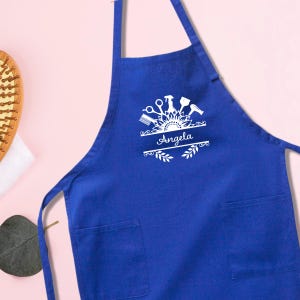 Custom Hair Stylist Apron with Name and Sunflower Design, Personalized Salon Work Apron, Gift for Hairdresser, Barber or Cosmetologist