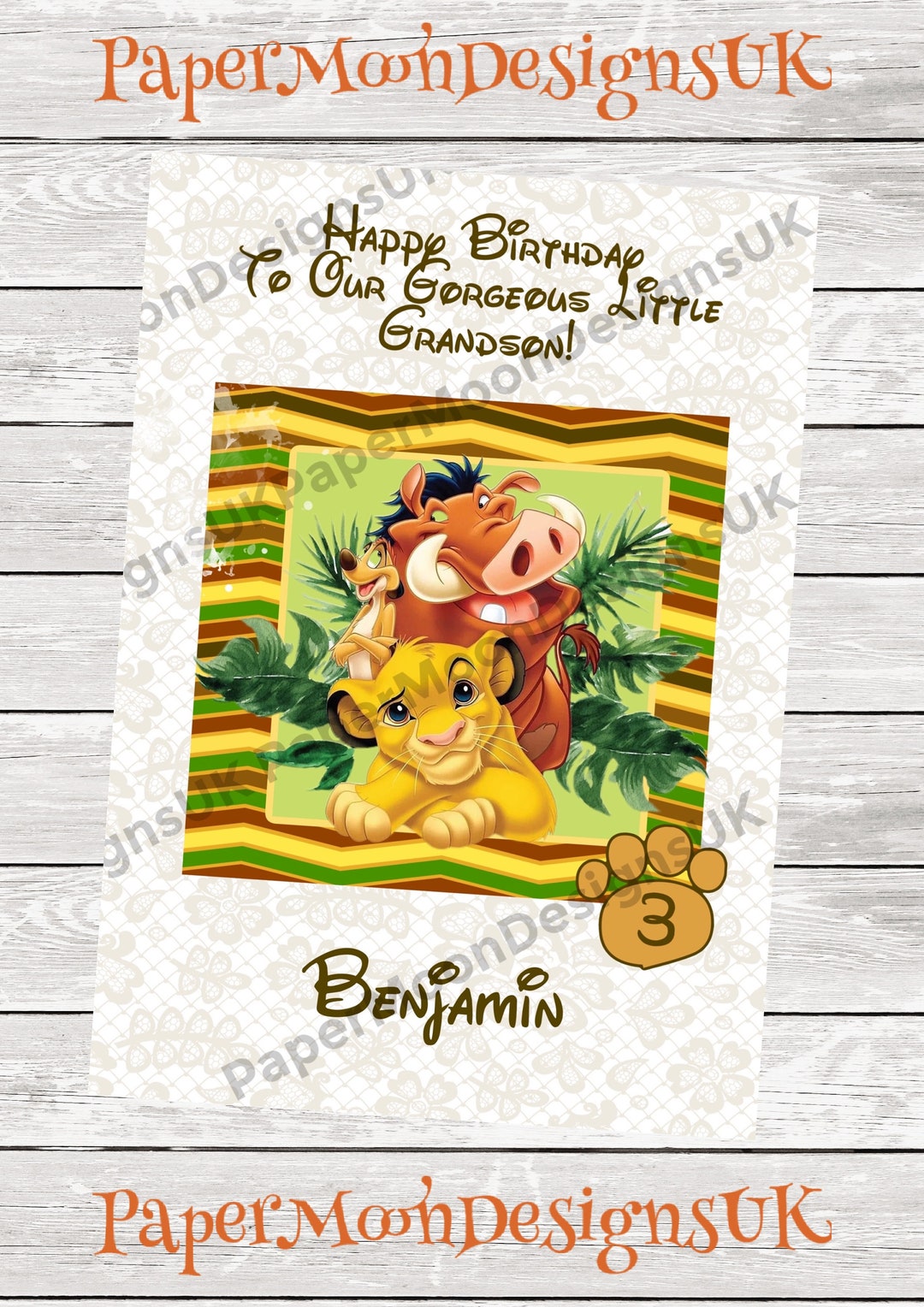 Handmade Personalised the Lion King Birthday Card With - Etsy