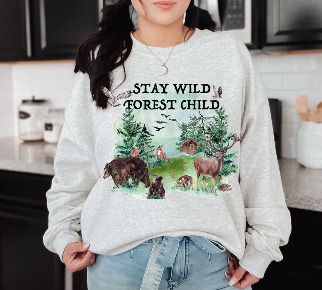 Stay Wild Forest Child Sweater Forest Animal Cottagecore - Etsy