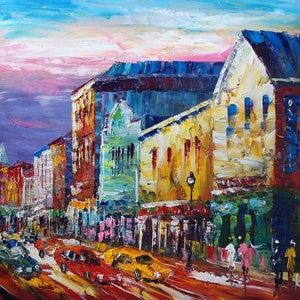 Yarmouth Main Street, Nova Scotia, CANADA-K.Sing-5126-Home Decor Holiday Artwork Texture Painting Dining Wall Art