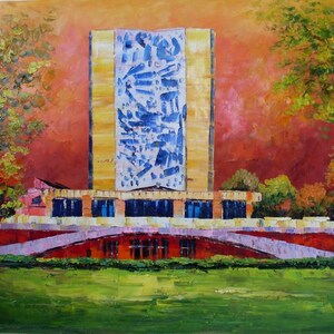 LIBRARY, located in University Campus,  Notre Dame, IN-K.SING-3135-Home Decor Holiday Artwork Texture Painting Dining Wall Art