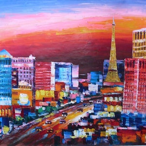 Night Las Vegas-K.SING-3364-Home Decor Holiday Artwork Texture Painting Dining Wall Art