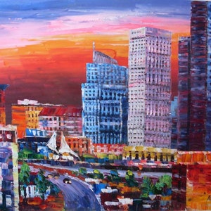DOWNTOWN Phoenix, AZ-K.Sing-3372-Home Decor Holiday Artwork Texture Painting Dining Wall Art