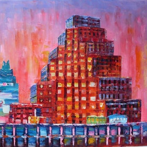 SKYLINE Austin At Dusk, TX-K.SING-3100-Home Decor Holiday Artwork Texture Painting Dining Wall Art