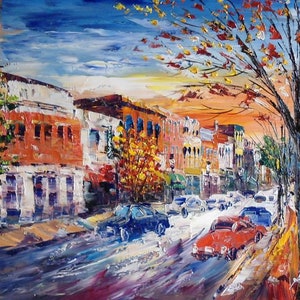 Snow, MONMOUTH Street, Newport KY-K.Sing-5319-Home Decor Holiday Artwork Texture Painting Dining Wall Art