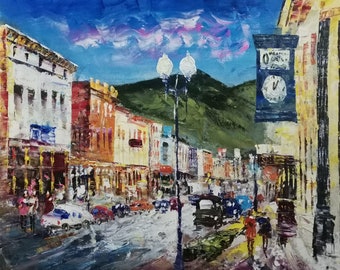 Downtown Idaho Springs, Colorado-K.Sing-6090-Home Decor Holiday Artwork Texture Painting Dining Wall Art