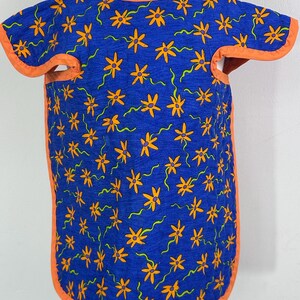 Orange flowers on blue