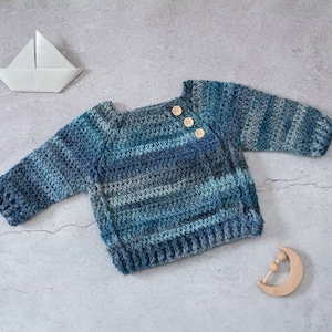 Baby Jumper | 6-12 mths | Wool Blend | Ocean Blues