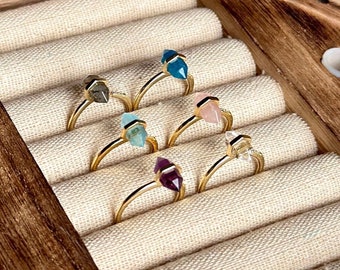 Dainty Gold Gemstone Rings for Women - Amethyst Gemstone - Crystal Jewelry Ring