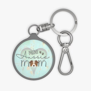 Mini Red Merle Aussie Mom Keyring, Mini Australian Shepherd Keychain, Aussie Mum, Aussie Shepherd Custom Bag Tag, Gift for Aussie Dog Mom