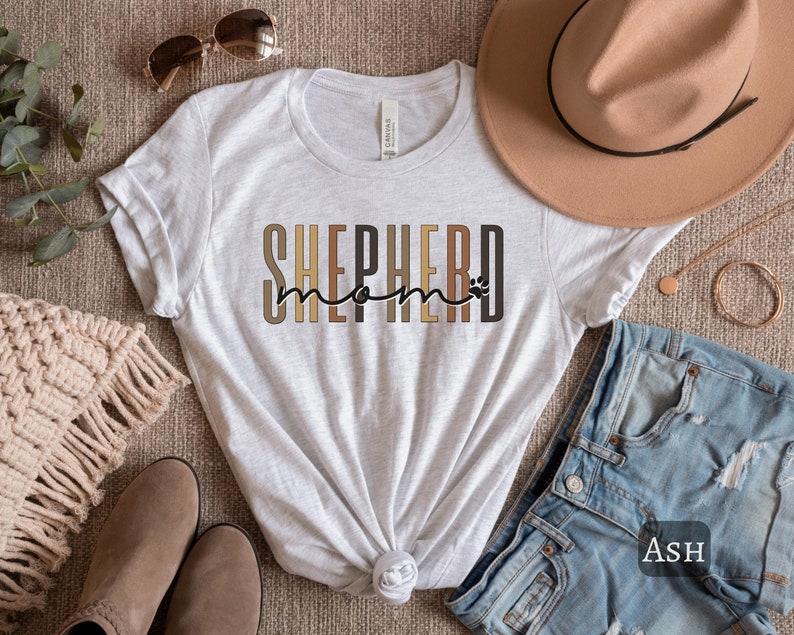 Shepherd Mom Shirt, German Shepherd T-shirt Gift For Her, GSD Mom, Shepherd Dog Gift, Police Dog, Gift For GSD Mama, Shepherd Mom Tee Ash