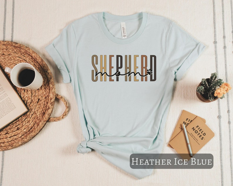 Shepherd Mom Shirt, German Shepherd T-shirt Gift For Her, GSD Mom, Shepherd Dog Gift, Police Dog, Gift For GSD Mama, Shepherd Mom Tee Heather Ice Blue