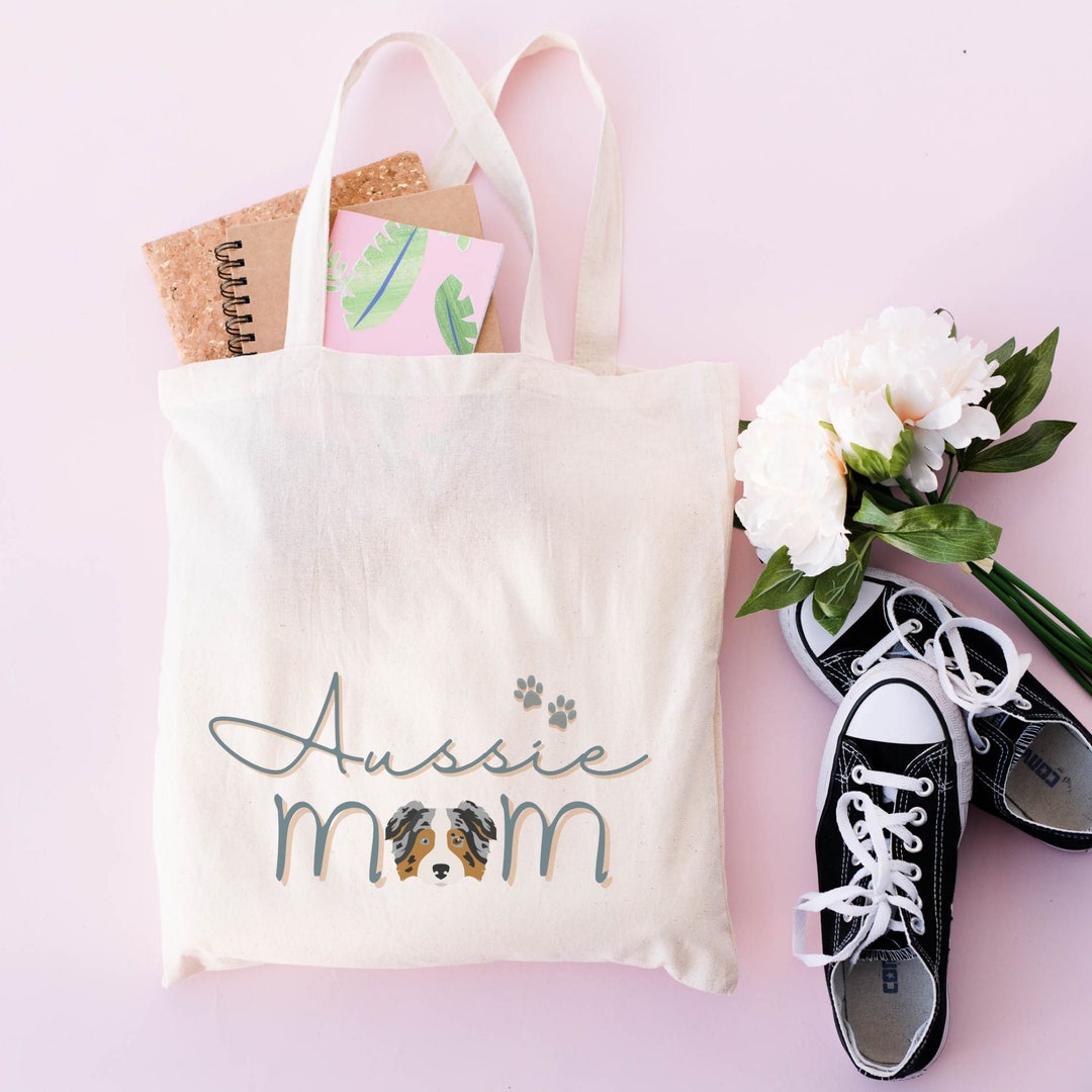 GXVUIS Mini Aussie Mom Canvas Tote Bag - Large Reusable Grocery Shoulder Bag For Women