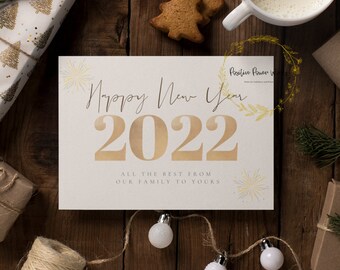 Video Digital de Feliz Año Nuevo / Tarjeta Digital Imprimible Feliz 2022 / Tarjeta de Año Nuevo 2022