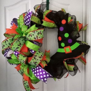 Which's Hat Halloween Wreath front door decor