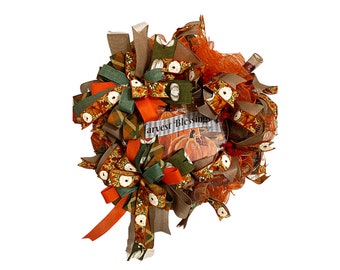 Harvest Blessings Fall Wreath, Pumpkins Fall Wreath, Fall Harvest, Blessings Wreath