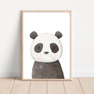 Cute Panda Watercolor Print, Kids Wall Art, Woodland Animals Boho Wall Art Nursery Kids Decor, Printable Download