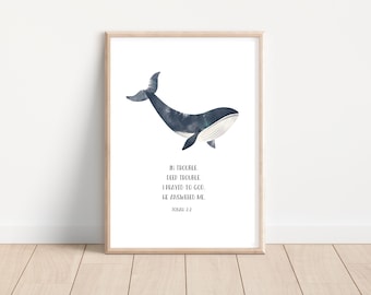 Whale Scripture Art Print: Christian Nursery Decor (Digital Download)
