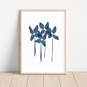 Hamptons Floral Blue Flowers Wall Art for Living Room Line Art Print Hamptons Home Decor Wall Art Hamptons Poster Printable Download