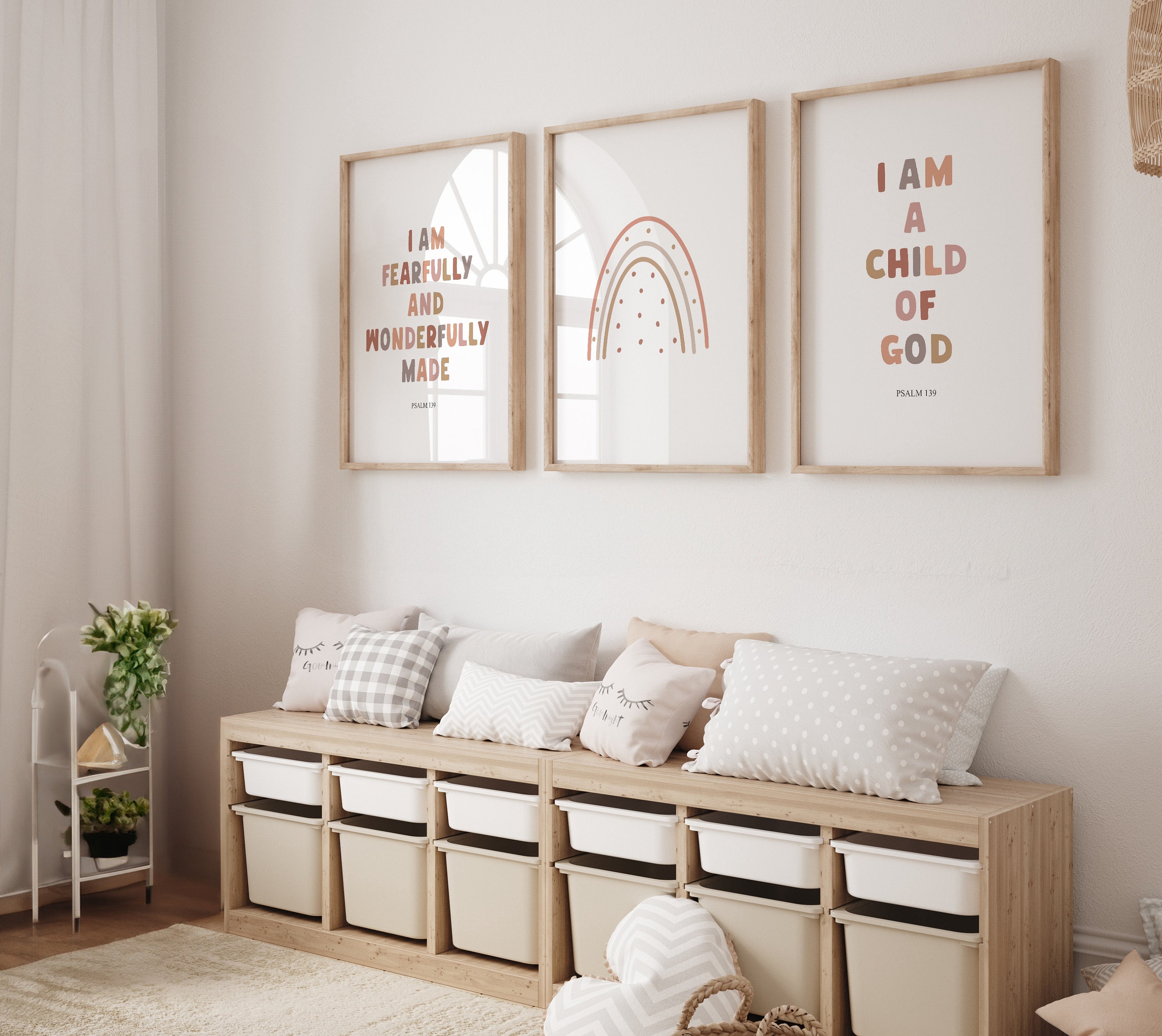 Child of God, Fearfully Made, Bible Scripture Prints, Modern Minimalist, Wall Art Nursery Kids Poster Prints, Printable Download Set
