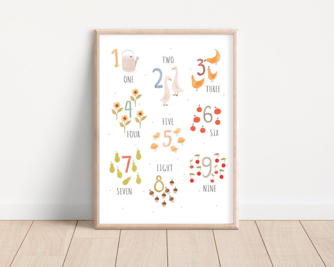 Counting Numbers Woodland Boho Poster Print, Prints, Nursery Baby Kids ...
