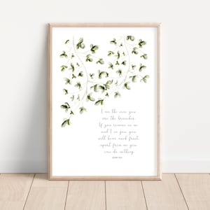 I am the Vine You are the Branches John 15:5 Print, Scripture Christian Bible Verse Wall Art Poster Print, Home Decor Printable