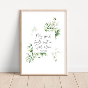 My Soul Finds Rest in God Alone Psalm 62:1 Print, Watercolor Scripture Christian Bible Verse Home Wall Art Printable Download Poster