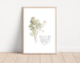 Your Love Lord Reaches to the Heavens PSALM, Watercolor Scripture Christian Bible Verse Wall Art Print, Home Decor Poster Printable