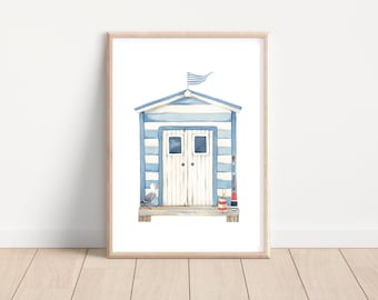 Hamptons Wall Poster Print Beach Box Print Home Decor Wall Art Modern Coastal Wall Print Art Bathroom Poster Print, Printable