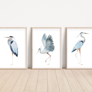Reiher Hamptons Storch Vögel Wand Kunst Hamptons Vogel Poster Druck, Küstendrucke Wohnkultur Druck, printable Download
