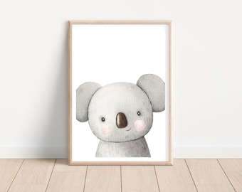 Australian Koala Watercolor Print, Kids Wall Art, Woodland. Boho Scandi Woodland Nursery, Poster Printable Download, Koala Bear