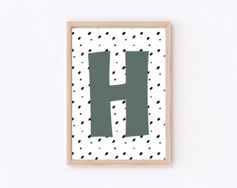 ANY Colour Available- Personalised Letter Initial Name Custom Coloured Print, Wall Art Print, Scandi Nursery Kids Decor