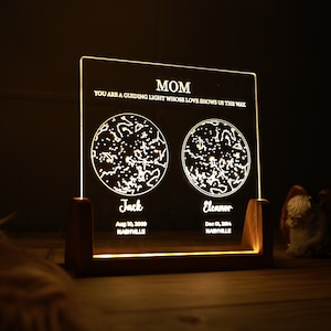 Luz de noche con mapa estelar personalizado para mamá - Regalo personalizado para mamá - Regalo para mamá - Regalo de cumpleaños para mamá - Mapa estelar - Regalo para el día de la madre - Regalos para mamá