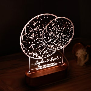 Lampada con mappa stellare delle costellazioni personalizzata - Regali per anniversario, fidanzamento, matrimonio - Regalo per lui/lei - Regalo per marito/moglie - Cielo notturno personalizzato