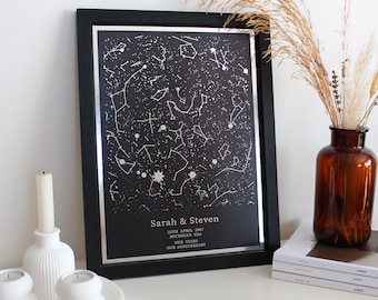 Custom Star Map Print - Constellation Print - Personalised Couples Gift - Night We Met Anniversary Gift - Night Sky Print - Star Map Poster