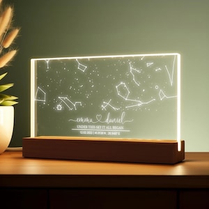 Mappa delle stelle sulla luce notturna - Mappa delle costellazioni personalizzata - Cielo notturno personalizzato - Stelle al matrimonio - Regalo di anniversario della carta delle stelle - Celeste