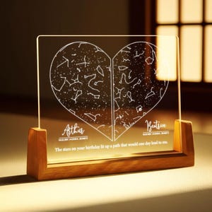 Sternenkarte für Nachtlicht, personalisierte Konstellationskarte, benutzerdefinierter Nachthimmel, Sternenkarte, Jahrestagsgeschenk für Hochzeit, Verlobung, große Entfernung